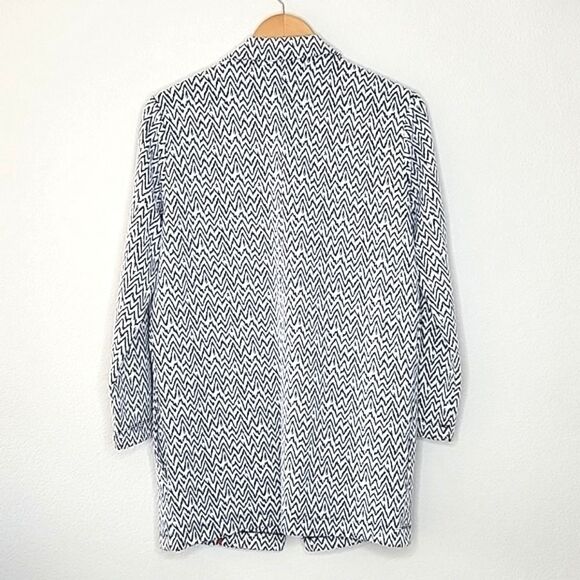 HAZEL Black White Long Sleeve Collared Cardigan Blazer Jacket size S - Picture 8 of 16